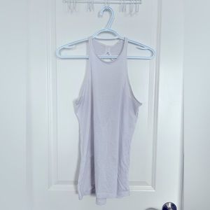 high neck open back tank